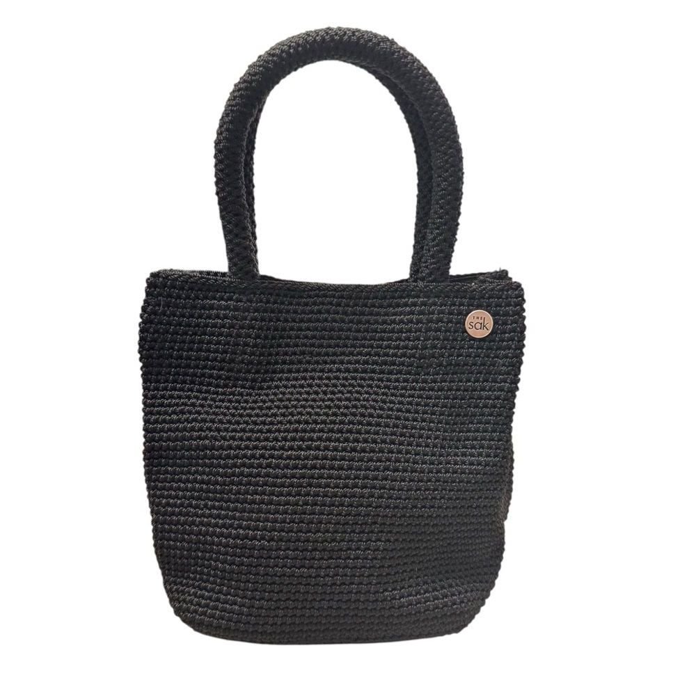 The‎ Sak black Crocheted short handle bag